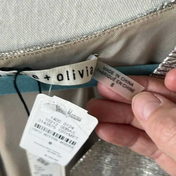 Alice & Olivia A+O Metallic Gold Dress 8 NWT - Picture 3 of 9